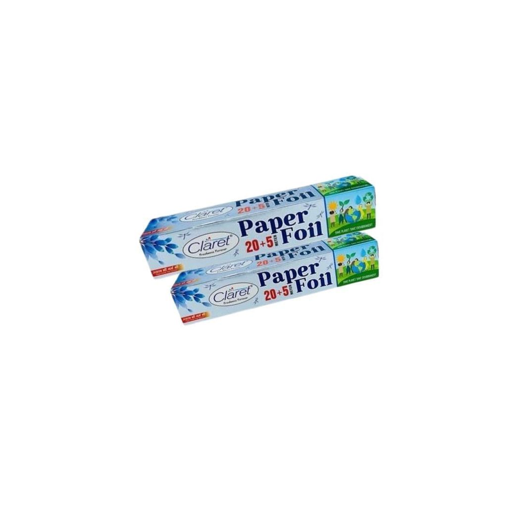 Claret 20+5 Mtr Multipurpose Foil Paper - Food Wrapping, Keeps Food Warm, Fresh & Hygienic | Ideal for Cooking & Storage | Pack of 2 view 2