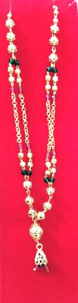 Gold Plated Long Mangalsutra with Black Beads for Women view 2