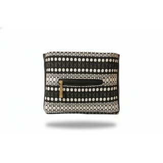 Black White Handwoven Crossbody Sling Bag with Leather Strap view 2