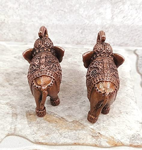 Searchers Paradise - Copper Idols Elephant paired idol, 1.3 inches, Copper Handmade 173 Grams, Patina Antique Finish, Pack of 1 Piece view 2