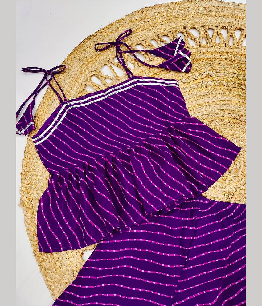 Aarya Designer Girls Georgette Kurti with Sharara ( Pack of 1 , Purple ) view 2