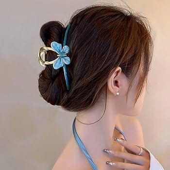 Blue Butterfly Metal Hair Claw Clip view 2