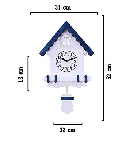 Three Secondz Plastic Wall Clock (52 x 31 x 12 cm, White & Blue) view 2