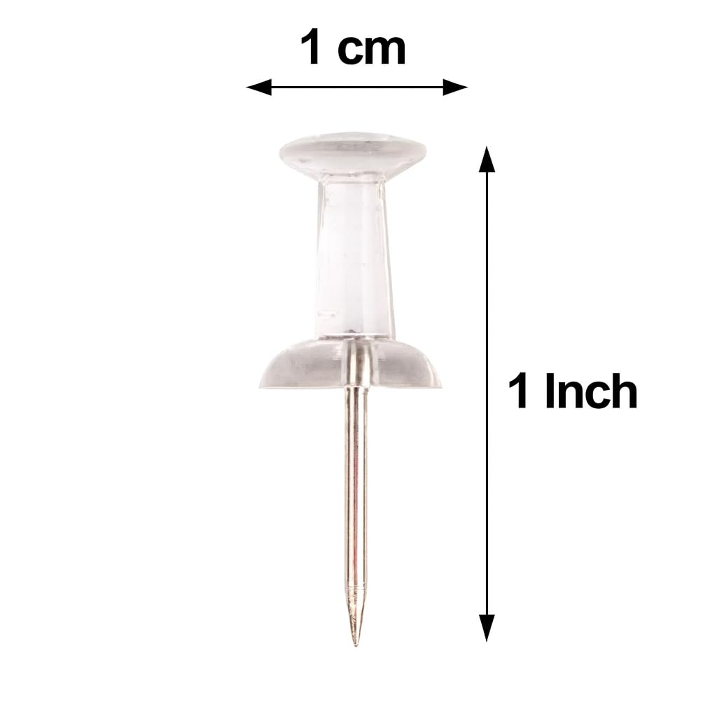 Clear Push Pins (100 Pieces) � Transparent Plastic Head with Metal Point Thumb Tacks, Marking Pins, Wall Tacks, Map Pins for Bulletin Board, Cork Board, Home, Office & School Supplies view 2