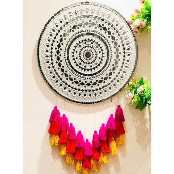 Complete Lippan Art Kit: Traditional Indian Mud Mirror Art (Lippan Kaam) DIY Set with Round MDF, Clay, Mirrors, Paint & Tassels for Ethnic Wall Hanging Home Decor - Ideal for Beginners & Adults- [The Brown Box] view 2