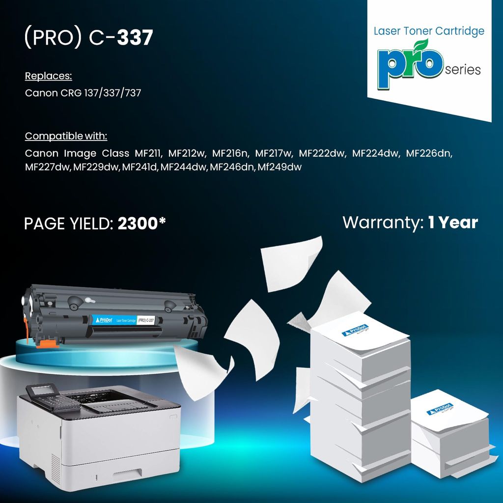 ProDot (PRO C-337 Laser Toner Cartridge for Canon CRG 137/337/737 Compatible with MF211, MF212w, MF216n, MF217w, MF222dw, MF224dw, MF226dn, MF227dw, MF229dw, MF241d, MF244dw, MF249dw view 2