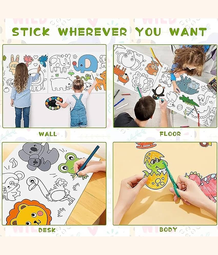 Kids Drawing and Coloring Paper Roll With Stickers view 2