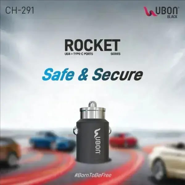 Ubon Fast & Secure 65W Car Charger with Dual ( USB & Type C) Ports view 2