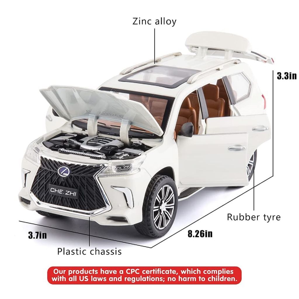 KTRS ENTERPRISE 1:24 Lexus 570 Off-Road in Luxury SUV Model Car, Alloy Pull Back Toy Car with Sound and Light for Kids Boy Girl Gift view 2