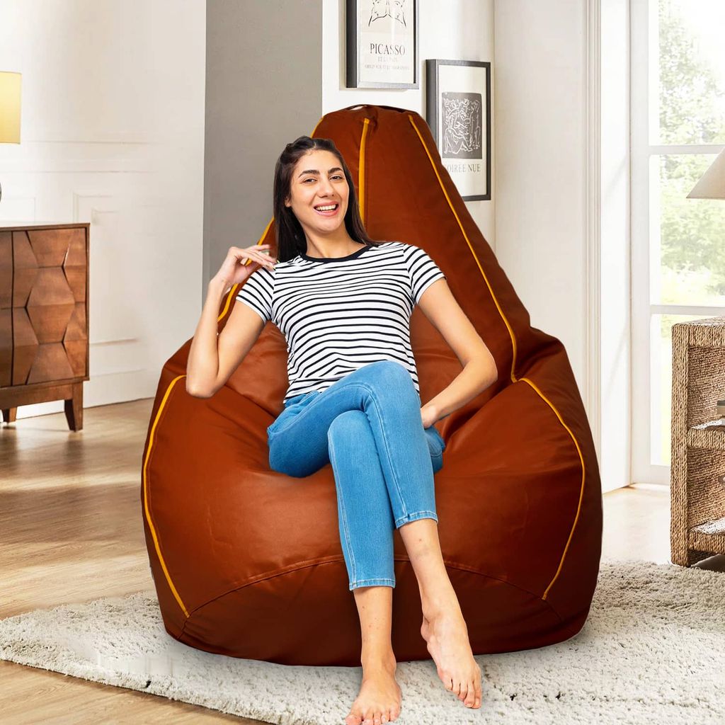 Craftlayout Strip Bean Bag Cover Brown Yellow XXL view 2