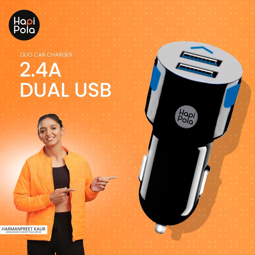 HAPIPOLA CAR Accessories Duo | 12W Output | Fast Charging 2X USB Output Sleek and Compact Design view 2