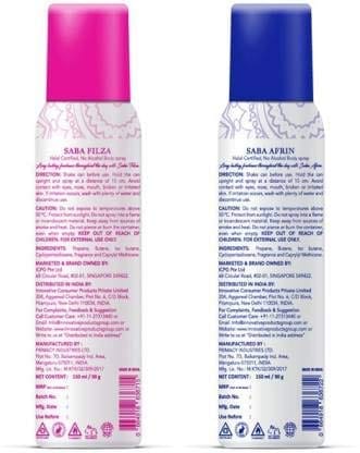 Saba Afrin Filza Deodorant No Alcohol Body Spray Combo Pack of 2 view 2