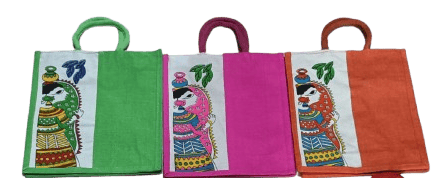 :** Hand-painted canvas tote bag featuring a colorful and intricate design of a woman in traditional view 2