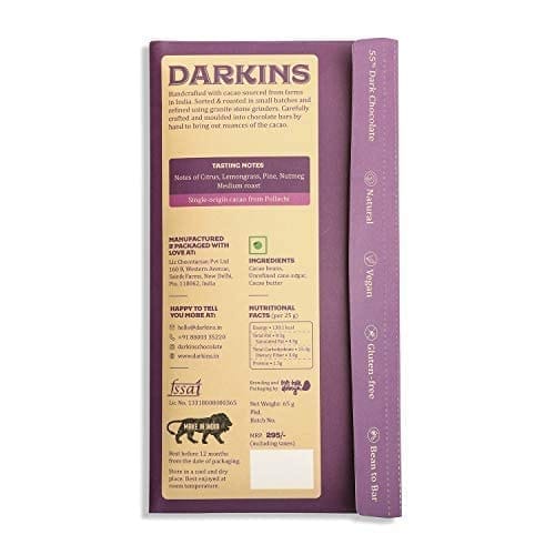 DARKINS Dark Chocolate | 55% Dark Chocolate Single Origin | Single Origin Dark Chocolate | Gluten-free Chocolate | 65g Each Pack Of 2 view 2