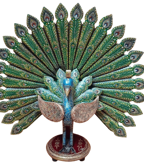 Daksh Art and Crafts Handicraft Multicolour decorative Wooden Dancing Peacock for Home & Office Decor I Living Room I Guest Room I Showpiece I Bedroom