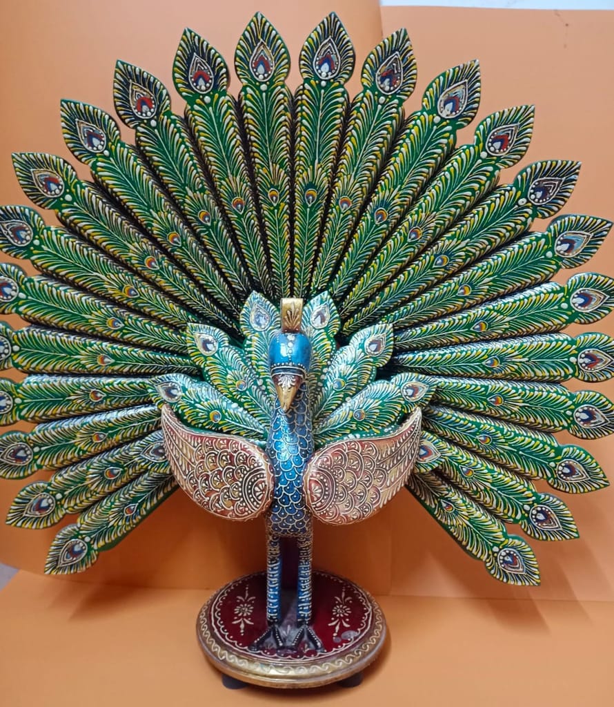 Daksh Art and Crafts Handicraft Multicolour decorative Wooden Dancing Peacock for Home & Office Decor I Living Room I Guest Room I Showpiece I Bedroom view 2
