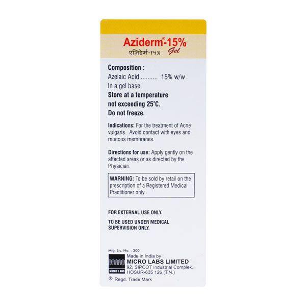 Aziderm 15 Percentage Gel 15 Gms view 2