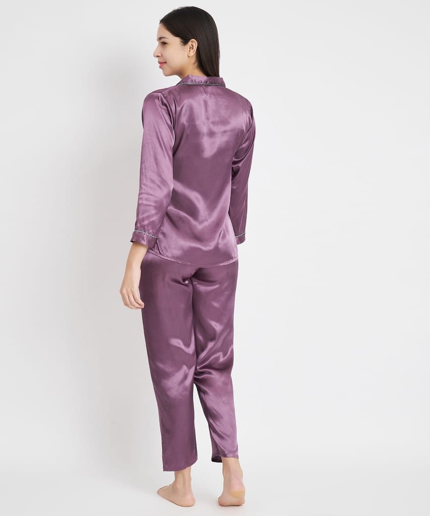 KOI SLEEPWEAR Premium Satin Night Suit Lavender view 2