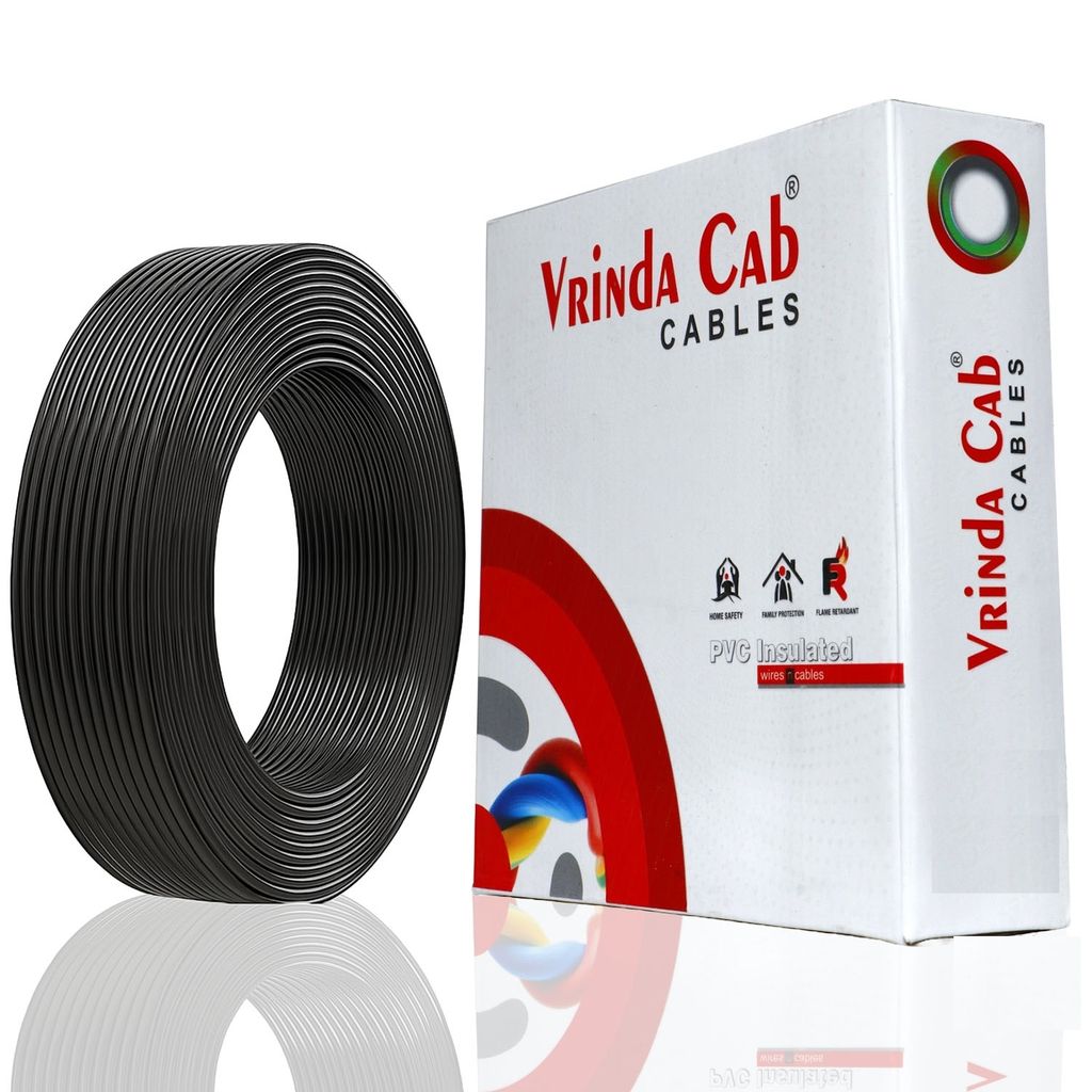 VRINDA Black 1mm 90 Meter Wire | FR PVC Insulated CCA Copper Electrical Cable for Home, Office & Industrial Wiring