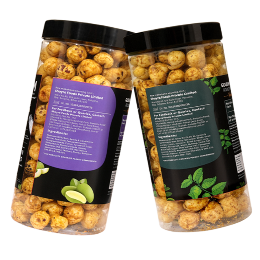 GOURMET MAKHANA Roasted in Olive Oil | Flavors Pudina Masala & Achari Mango | Combo Of 2, 65g Each. - 130 gm view 2