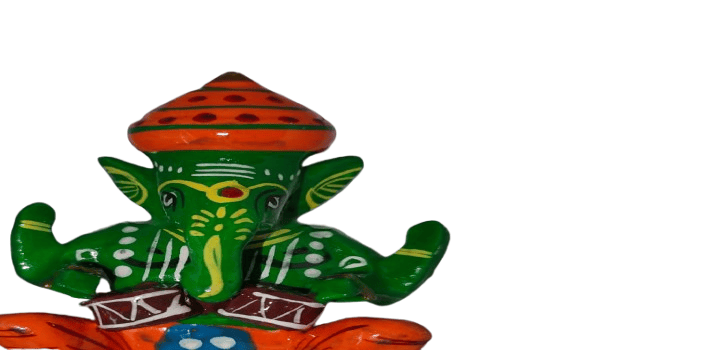 Hand-Painted Ganesha Figurines - Set of 6 Colorful Decorative Items view 2
