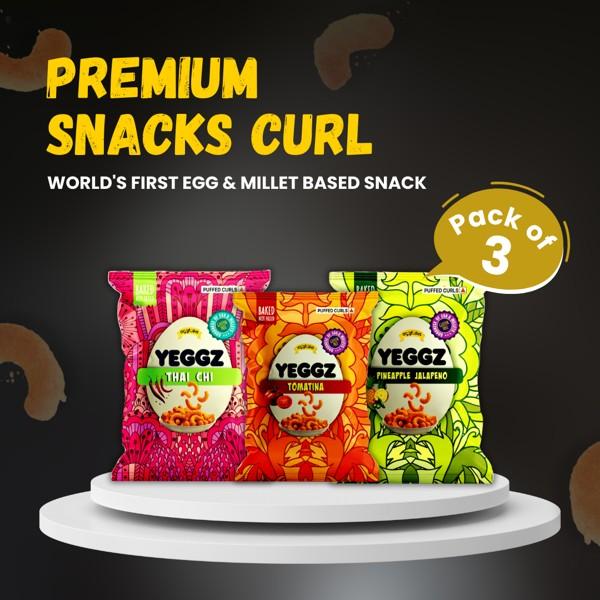 YEGGZ Combo (Pineapple Jalapeno,Thai Chi,Tomatina) Puffed Curls - Crispy Snacks (Pack Of 3) view 2