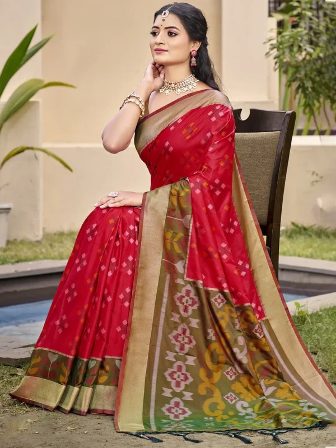 Red Silk Saree view 2