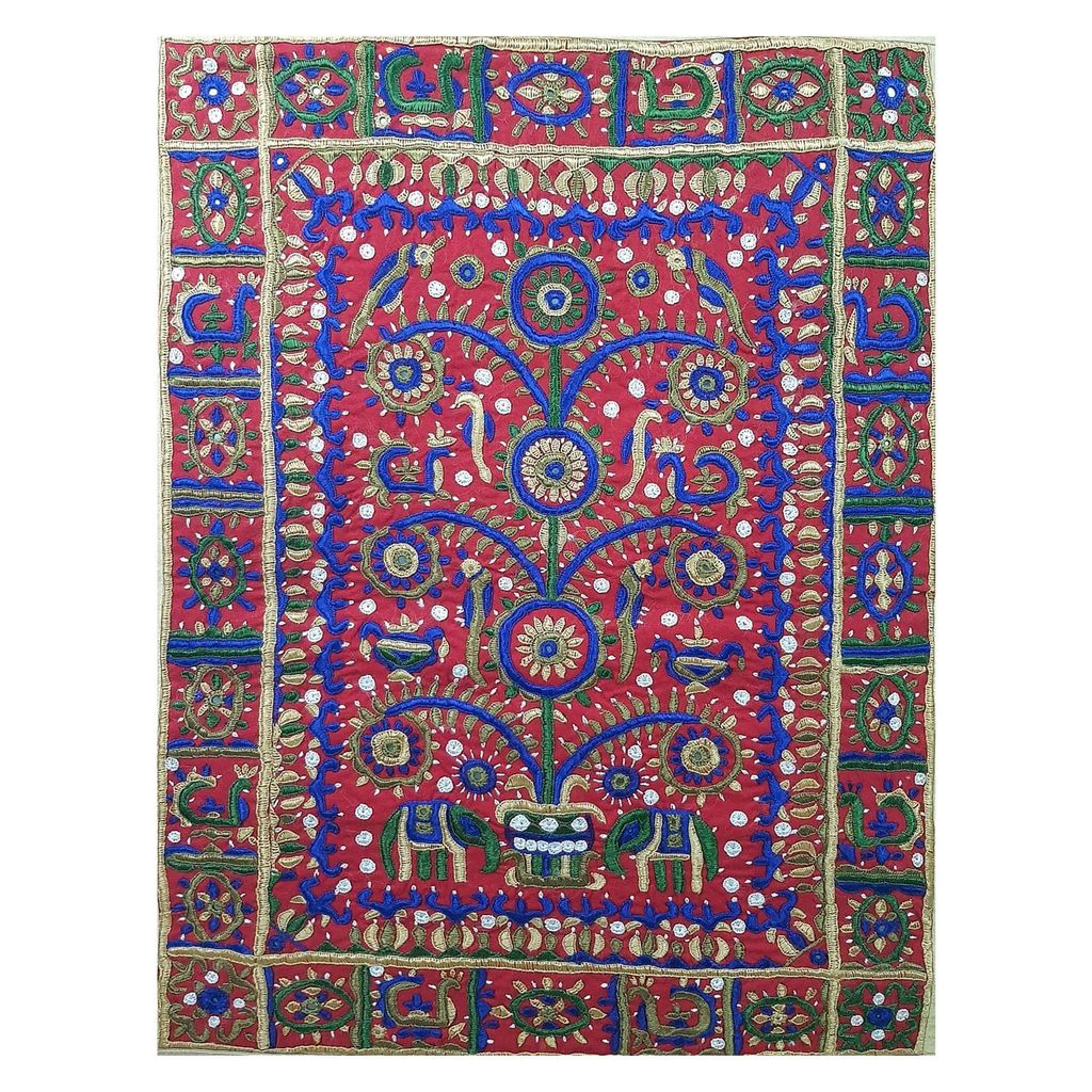 Garvi Gurjari (A Gujarat Govt Enterprise Cotton Cream Hand Embroidered Wall Hangings/Decor (26� x 19�) view 2