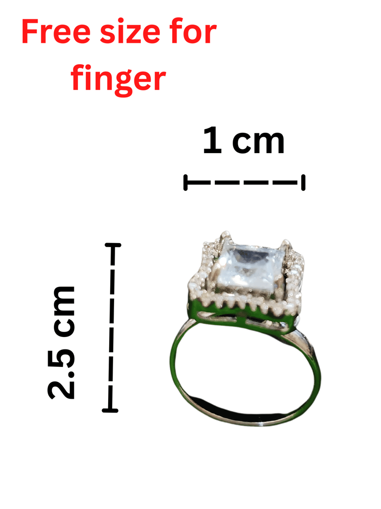 Princess-Cut Solitaire Ring with Double Halo Setting – Silver Finish view 2