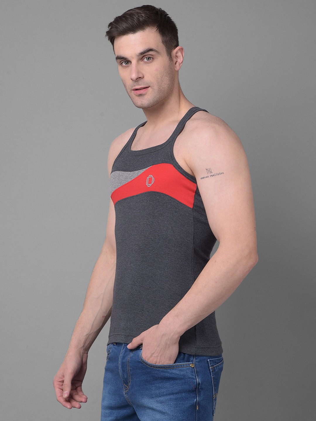 Men's Assorted Pack of 3 Solid Combed Cotton Racerback Styled Gym Vest view 2