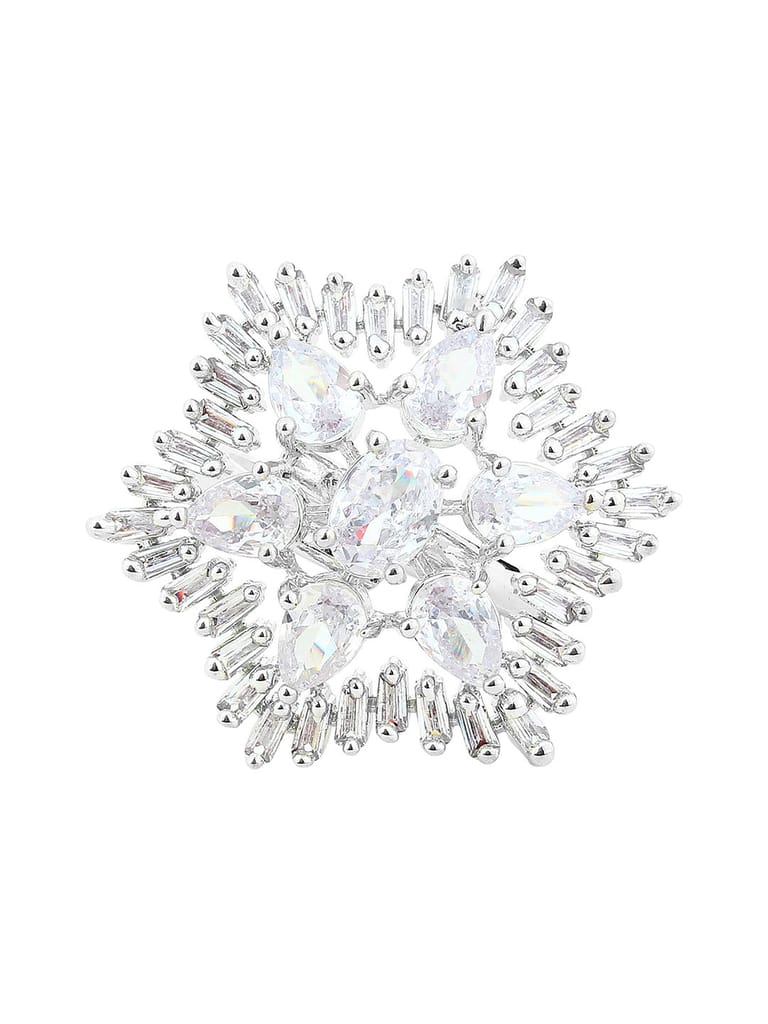 Cardinal Silver Plated American Diamond Adjustable Ring view 2