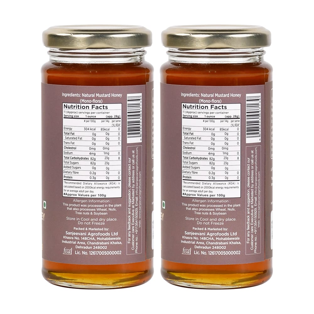 Sanjeevani Organics 100% Natural Mustard Honey Combo Pack of 2, 600g – Authentic & Unpasteurized Honey in Glass Jars, view 2