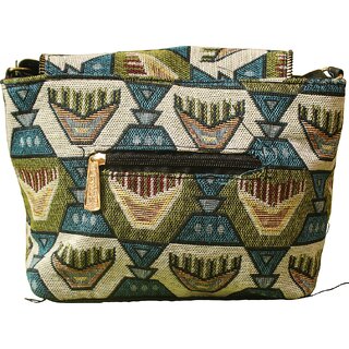 Womens Ethnic Geometric Tapestry Crossbody Sling Bag view 2