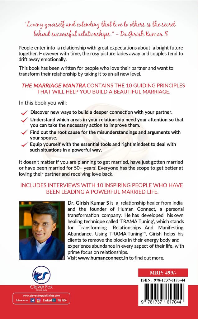 The Marriage Mantra: 10 Guiding Principles to Build a Beautiful Marriage [Paperback] Dr. Girish Kumar S view 2