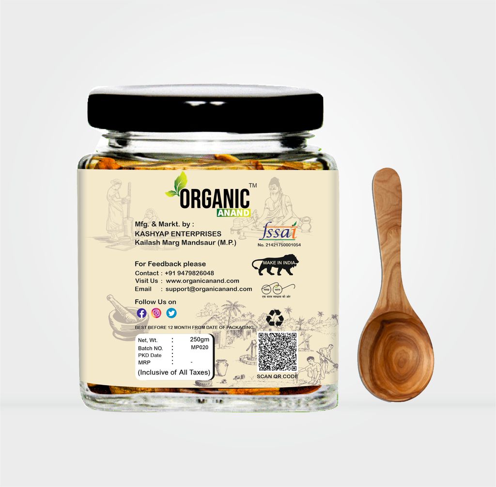 Organic Anand Pure & Natural Less Sweet Mango Pickle (Mitha Aam ka achar) Jaggery Mango Pickle,Homemade Mango Achar with Neemwood Spoon(250gm-Pack of 1) No Artificial Preservatives & Colors view 2