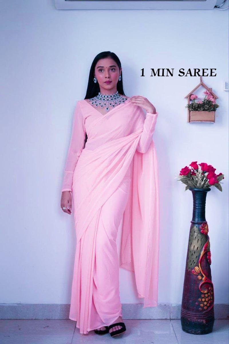 Plain Georgette Ready to Wear Saree Party Wear