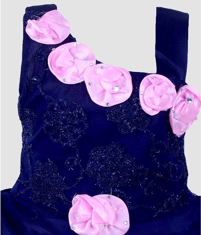 9stiches - Blue & Pink Net Baby Girl Frock ( Pack of 1 ) view 2
