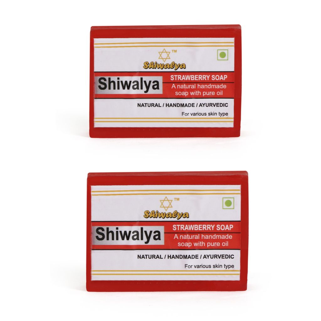 SHIWALYA Natural Strawberry Soap || Handmade Bathing Soap || Herbal Soft & Radiant Skin || Suitable for All Skin Types (Pack of 4 ) view 2