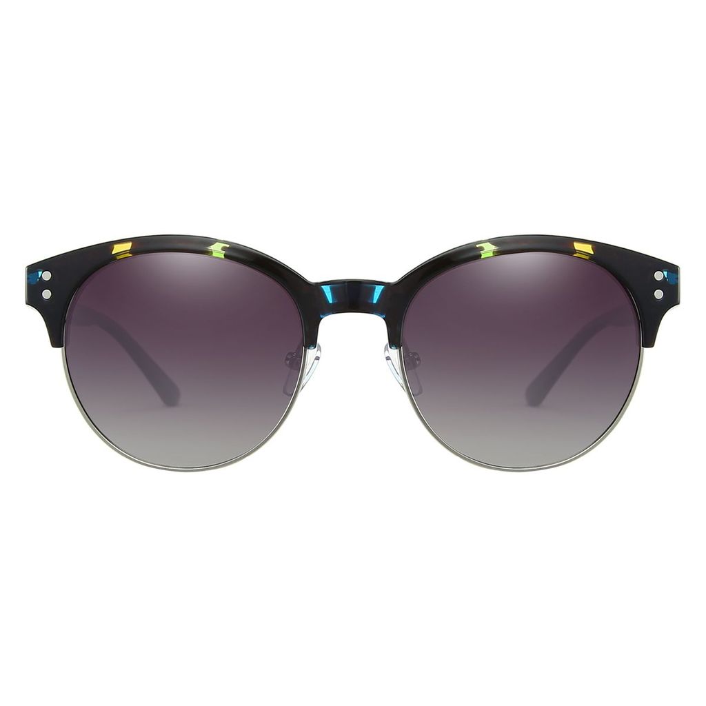 PARIM Polarized Women's Clubmaster Sunglasses Black::Multicolor Frame / Grey Lenses | SKU 12008 M1 view 2
