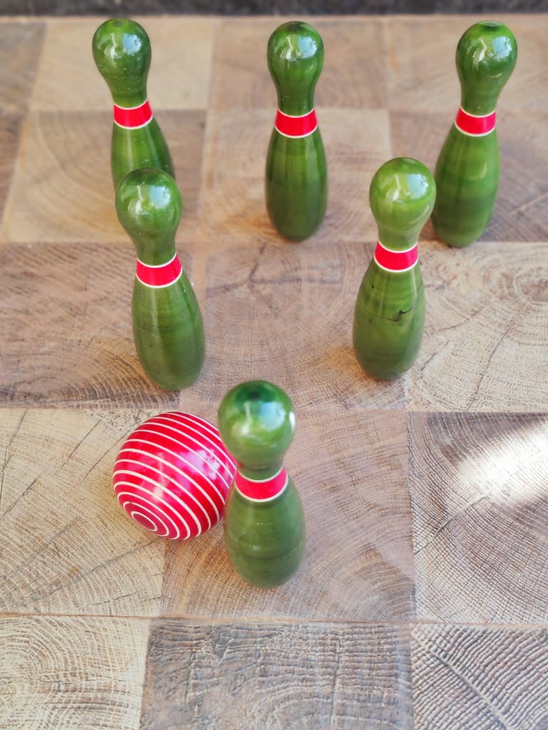 WOODEN TOY BOWLING SET view 2