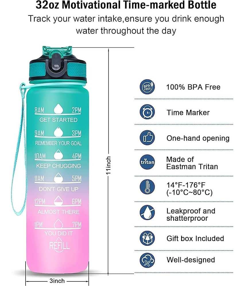 SARVASHVA TRENDS Motivational Water Bottles, Gym Water Bottles Multicolour Plastic Sipper Water Bottle 1000 mL ( Set of 1 ) view 2