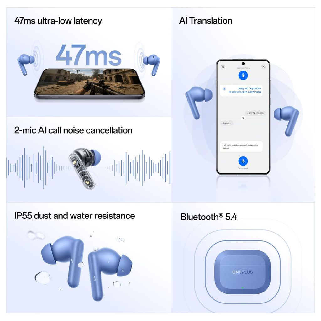 OnePlus Nord Buds 3r TWS Earbuds up to 54 Hours Playback, 2-mic Clear Calls, 3D Spatial Audio, AI Translation, 12.4mm Drivers, Dual-Device Connectivity, 47ms Low Latency view 2