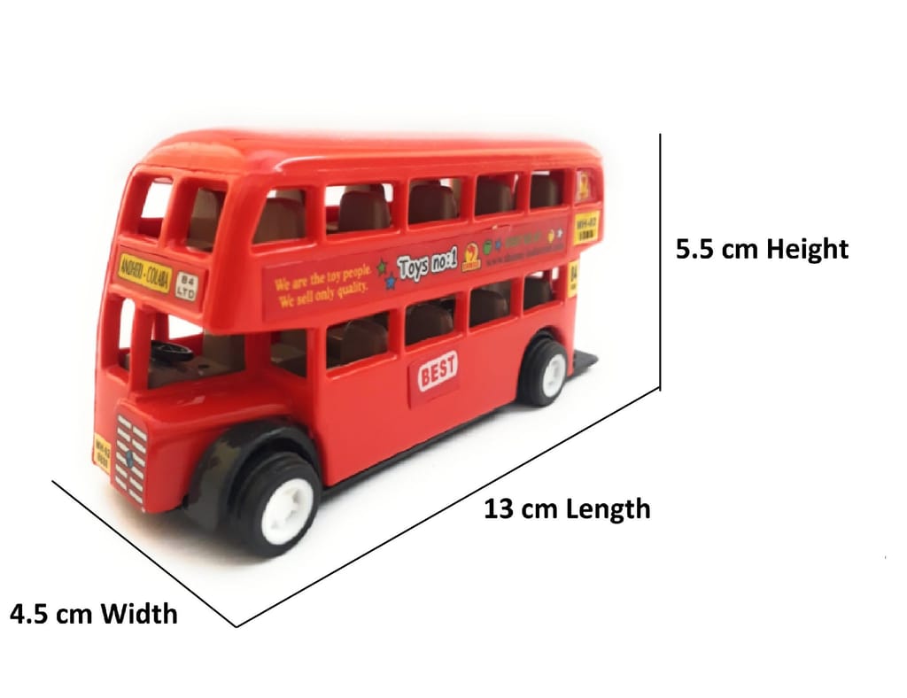 The Game Begins Combo Toys of Double Decker Bus (Mini, Small Size) and Double Decker Bus Toy for Kids | Red Color | Set of 2 Toys view 2