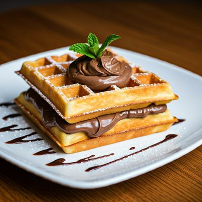 Sandwich Waffle Nutella Topping