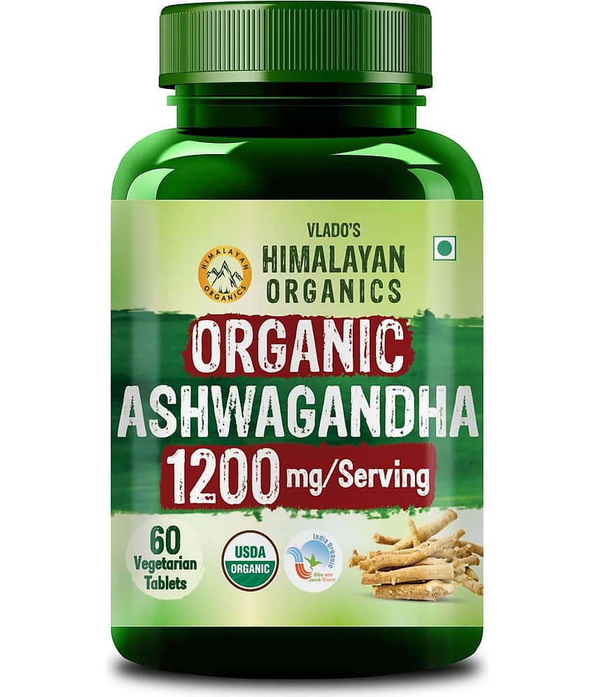 Vlado's Himalayan Organics Organic Ashwagandha 1200mg Tablets Herbal Supplement 60 No.s