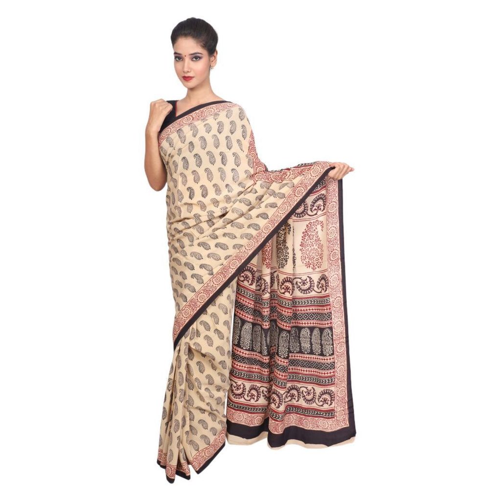 HANDLOOM CRAPE SILK SAREE WITH BLOUSE (SKU - 3I0106030422 SAREE- 200) view 2