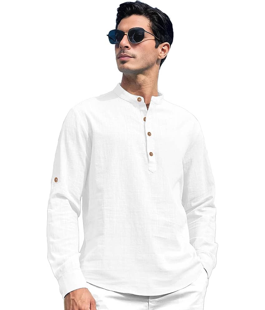 Vida Loca Turquoise Cotton Blend Men's Shirt Style Kurta ( Pack of 1 ) view 2