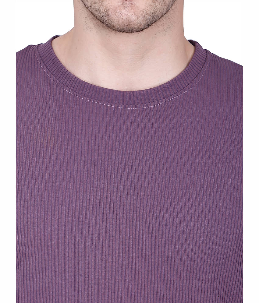 life dream Cotton Blend Regular Fit Solid Half Sleeves Men's Round T-Shirt - Purple ( Pack of 1 ) view 2