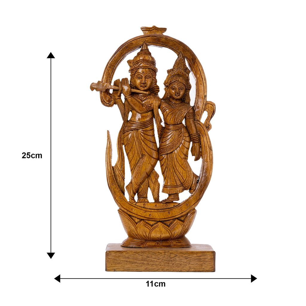 SOWPEACE Handcrafted Wooden Radhe Krishna “Deity and Divinity” showpiece, Premium Artisan Made Tabletop Home Decor for Living R view 2