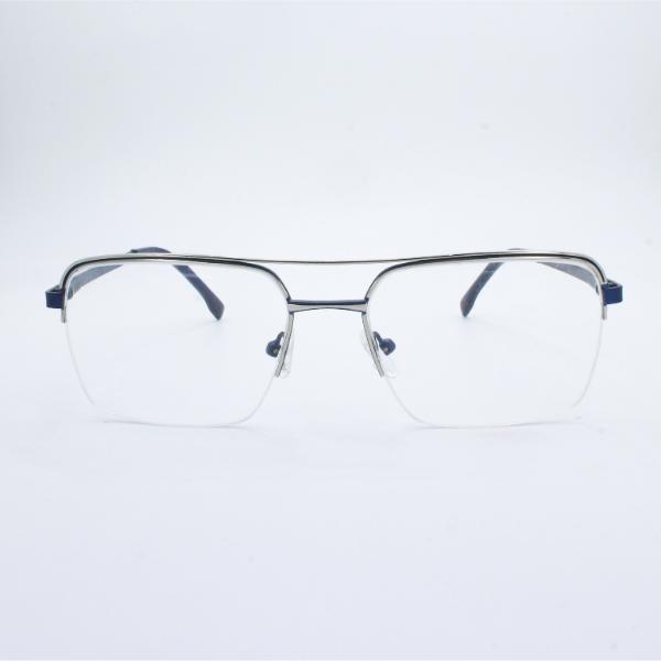 Lensoz Elite X Luxe Half Rim Geometric - Medium - Silver & Master Blue view 2